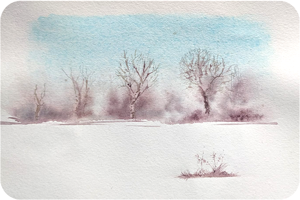 Aquarelle d'un paysage Alsacien