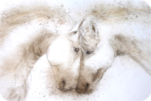aquarelle deux chevaux